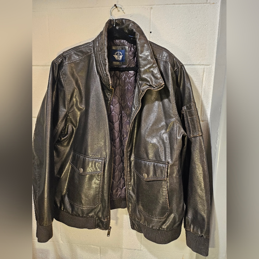 Dockers 2XL Men’s Dark Brown Leather Jacket Great Condition XXL